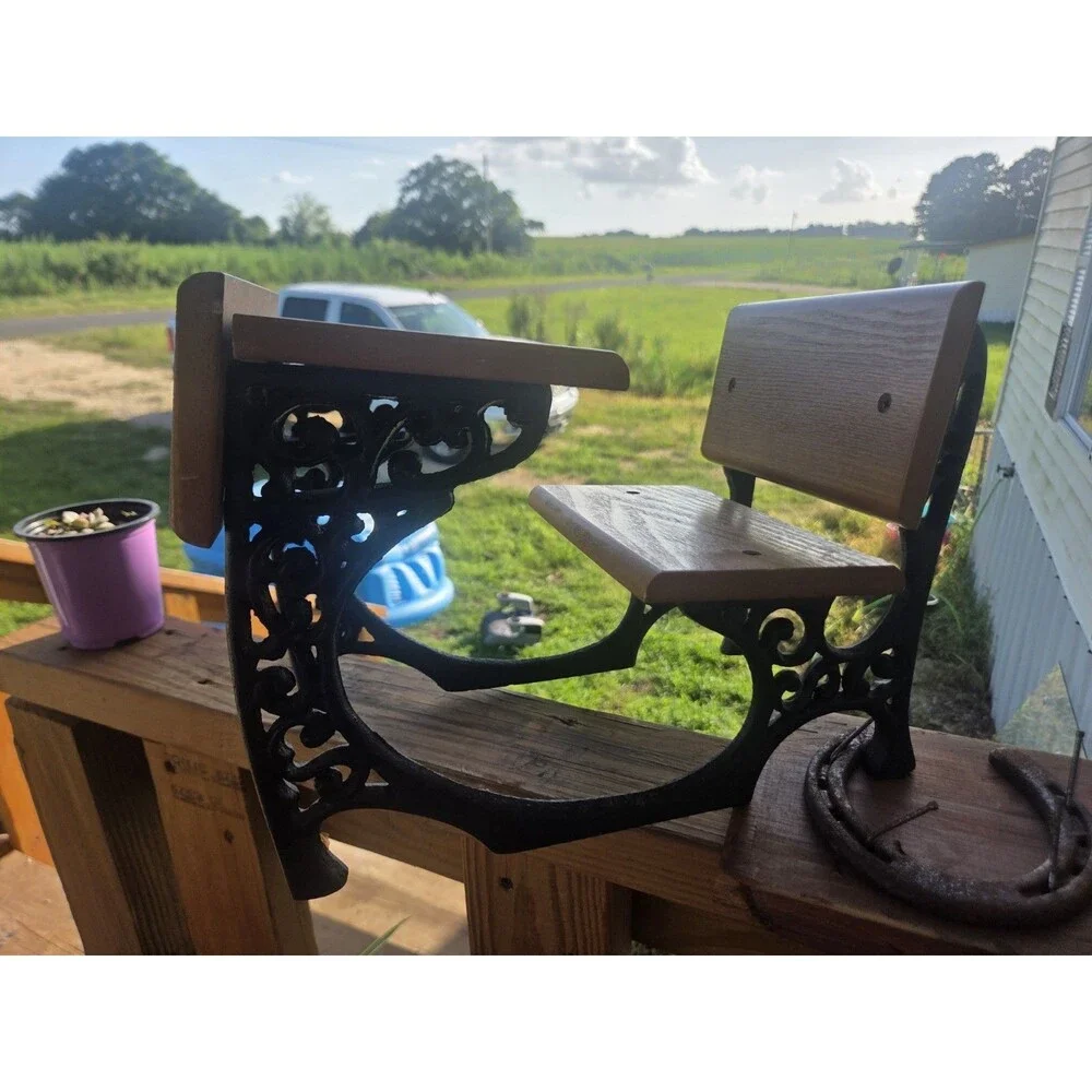 Cast Iron and Wood Doll Furniture Medium Sized Desk Table